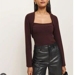 Reformation Chloe Shrug Set in Burgundy